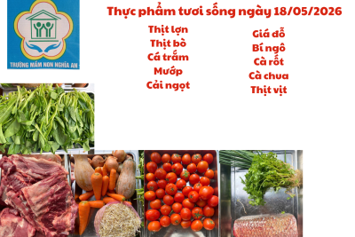 Thực đơn cho trẻ ngày 18/05/2026