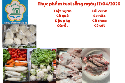 Thực đơn cho trẻ ngày 17/04/2026