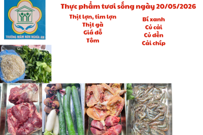 Thực đơn cho trẻ ngày 20/05/2026