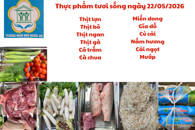 Thực đơn cho trẻ ngày 22/05/2026