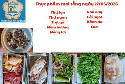 Thực đơn cho trẻ ngày 27/05/2026