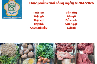 Thực đơn cho trẻ ngày 28/04/2026