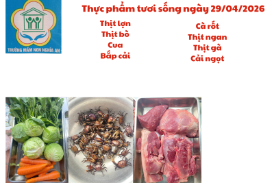 Thực đơn ngày 29/04/2026 cho trẻ
