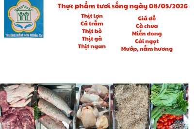 Thực đơn cho trẻ ngày 08/05/2026