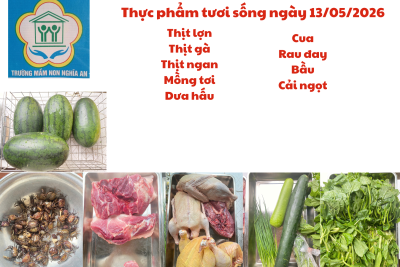 Thực đơn cho trẻ ngày 13/05/2026